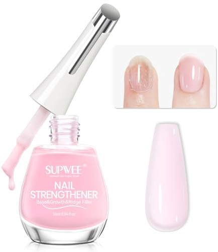 SUPWEE Quick Dry Nail Polish, Sheer Pink Nail Varnish Nails Strengthener | Nail Hardener Extra Strong and Growth Strengthening Nails Polish Repair for Damaged Weak Nails for Home DIY Manicure 16ml