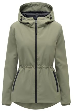 MARIKOO Damen Jacke (XS-3XL) wasserabweisend mit fester Kapuze, taillierbar - N127