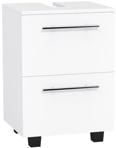 HOMCOM Mobile Sottolavabo per Bagno con Cassetto, 41.5x35.5x59 cm, Bianco | Cassetto e Armadietto, Intaglio a U, Mobile Bagno Moderno e Salvaspazio, Adatto a Lavabi senza Colonna