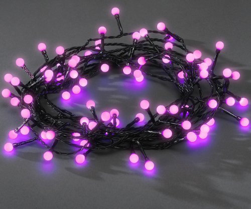 Konstsmide 3691-457 Guirlande Cabochon Globe + 80 Micro LED Violettes + Câble Noir 24 V