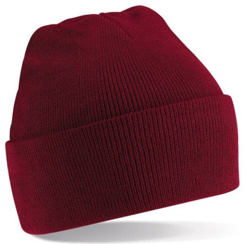 Beechfield Unisex Turn-up Beanie Baseball Cap, Red (Brugundy 000), One Size (Manufacturer Size:One Size)