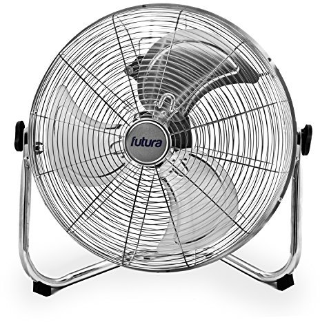 Futura 20” Chrome High Velocity Floor Fan, Heavy Duty Metal Fan, Industrial Cooling Fan with 3 Speeds & Adjustable Tilt Head, Powerful Metal Air Circulator for Gym, Warehouse, Home or Office