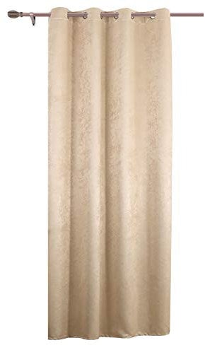 WOLTU Thermovorhang Kälteschutz wärmeisolierende Vorhänge Blickdicht mit Ösen, 250g/m² Schwere Verdunklungsvorhänge Damast Optik Gardinen Wohnzimmer Schlafzimmer, 135x245 cm Champanger (1 Stück)