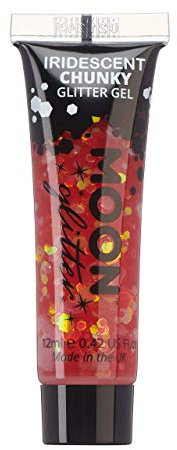 Iridescent Chunky Face & Body Glitter Gel by Moon Glitter - Cherry - Cosmetic Festival Glitter Face Paint for Face, Body, Hair, Nails - 12ml