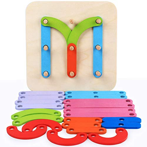 HOMNIVE Wooden Alphabet Puzzle Letters and Number Puzzle Pegboard Puzzle Set Preschool Educational Stacking Blocks Montessori Toy for Boys and Grils Toddlers Kids Age 3+