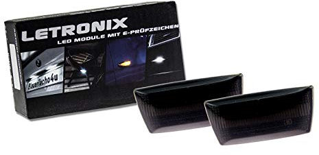 letronix LED Seitenblinker Blinker Module Smoke Schwarz Adam geeignet für Astra J/Corsa E/Insignia A/Meriva B/Zafira B mit E-Prüfzeichen
