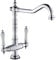 Traditional Kitchen Sink Mixer Tap Double Handle Solid Brass Kitchen Tap Antique Chrome Brass Georgian Classic Faucet (Chrome)