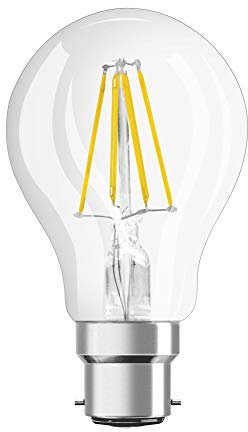 OSRAM Dimmbare Filament LED Lampe mit B22d Sockel, Warmweiss (2700K), klassische Birnenform, 7W, Ersatz für 60W-Glühbirne, klar, LED Retrofit CLASSIC A DIM, Warmweiß