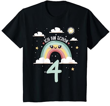 4. Geburtstag Kindergeburtstag Vierter Geburtstag Regenbogen T-Shirt