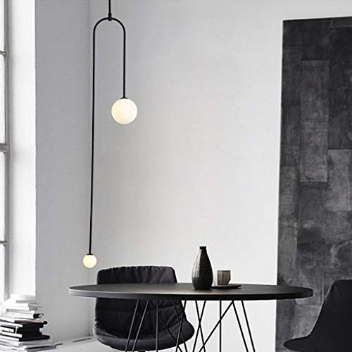 Lampada Sospensione Comodino Moderno 2 Teste Luce Pendente Applique Filo Lampadine G9 Lampada Soffitto Metallo Cromato Soggiorno Sala Pranzo Cucina Tavolo Pranzo Decorazione Lampadario,Nero