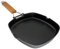 WECOOK! Ecostone Grill Asador Inducción Liso 24 X 24cm, Antiadherente ILAG Ecológico sin PFOA, Aluminio Fundido, 5mm Espesor, Mango Madera Plegable, Apta Todas las Cocinas Vitrocerámica, Gas