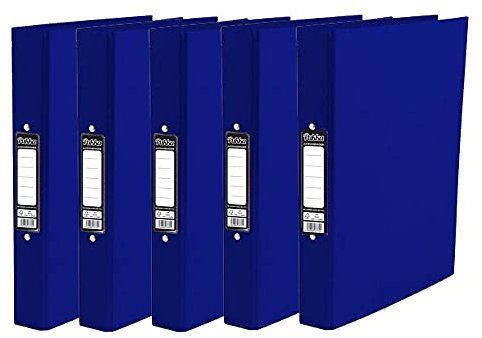 5 x Pukka A4 Glossy 2-Ring Binder File School Work Office 40mm Spine File Organiser (Navy)