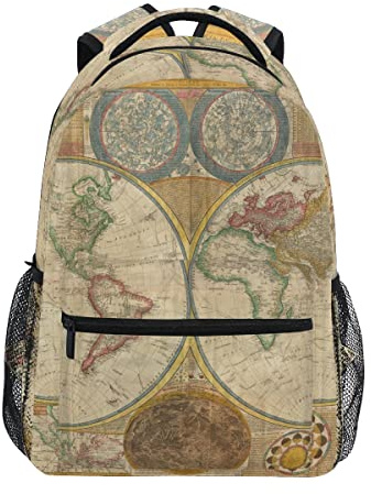 BEUSS Erde Geographie Retro-Karte Studentenrucksack Kinderrucksack Büchertasche Schülerrucksack Laptop Rucksäcke für die Reise Teen Mädchen Jungs
