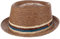 Mayser Gareth Pork Pie Strohhut Pork-Pie-Hut Sonnenhut Sommerhut Porkpie Herren - Made in The EU Sommer Frühling-Sommer - L (58-59 cm) braun