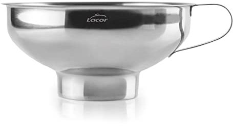 Lacor - 62517 - Entonnoir pour confiture en acier inoxydable 18/10, Entonnoir à col large Idéal pour transférer liquide, huile, confiture, Ø 13,5 x 6 cm, gris
