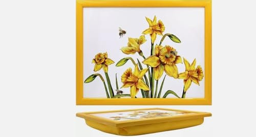 Tamersgifts Cushioned Laptrays Lap Tray TV Dinner Bean Bag Padded Cushion Gift (Yellow Daffodil Laptray)