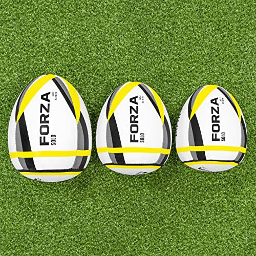 FORZA Rebounder Rugby Ball - Size 3, 4 & 5 Rugby Balls | Improve Reaction Times, Reflexes & Passing Accuracy | Half Rugby Ball | Rugby Training Equipment (Size 5)