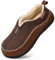 EverFoams Herren Mokassin-Hausschuhe aus Mikro-Wildleder, Memory-Schaum, flauschiges Sherpa-Futter und rutschfester Sohle, coffee, 45 EU