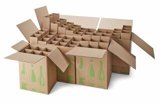 karton-billiger | Carton d'expédition de bouteilles de vin Certificat PTZ, DPD, Hermes, 2 tailles | 6 à 12 bouteilles (10 pièces, 6 bouteilles)