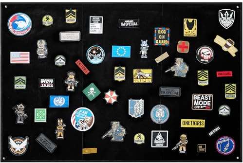 OneTigris Tactical Patch Display, 43x27.5 Military Patch Display Board Organizer Foldable Patch Holder with Loop Surface, Steel Ring for Army Combat Morale Emblems