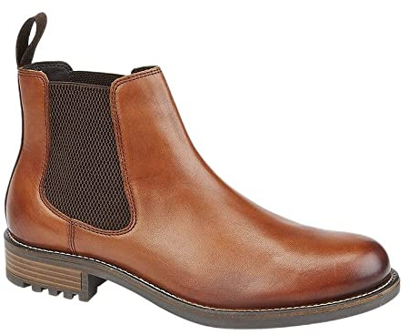 Roamers Elgin Leather Ankle Boots with Twin Gusset, Round Toe - Tan, 11 UK