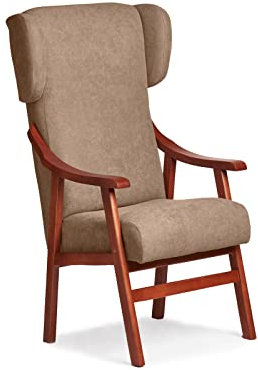 Abuelo a Gusto - Sedia con braccioli e orecchie appoggio-teste di legno, con schienale dritto e seduta alta. Dimensioni: 57 x 69 x 116 cm. (Ciliegio, tostato)