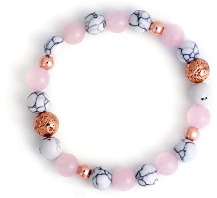 KINBOM Bracelet Perles Rose Bracelets Élastiques en Cristal Faits à la Main Bracelets Apaisants Bracelet de Guérison pour Femmes Filles