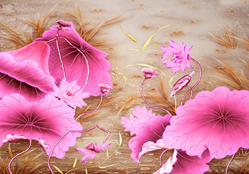wandmotiv24 Fototapete Holzblätter rosa Blumen, 400 x 280 cm - selbstklebende Strukturtapete, Wanddeko, Wandbild, Wandtapete, M5659