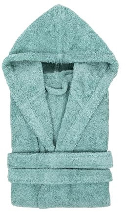 TRAMAS+ Bademantel 100% Baumwolle, Kapuzenbademantel für Damen und Herren, OEKO-TEX® Zertifiziert, Hohe Absorption, Schnelltrocknend und Weich - M, Tiffany Grün