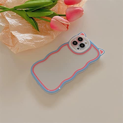 Custodia per telefono in silicone morbido 3D Cat Ear per iPhone 13 11 12 Pro MAX XS XR X 7 8 Plus Wave Design Cover posteriore trasparente, 6, per iPhone 13