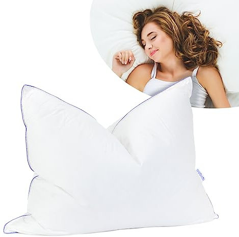 QUQON© 70x90cm Daunenkissen Nordic - Dreikammerkissen - Kopfkissen mit Daunen & Federn | Füllgewicht 1.180g | Für Allergiker geeignet