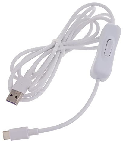 Yichtllk Câble USB-C avec Interrupteur Câble de données Blanc pour Une Charge Rapide, Un Transfert de données, des disques durs, des concentrateurs, des Smartphones et des tablettes,2M