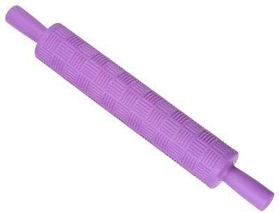 CoCud Pattern Embossed Rolling Pin, 14.6 Length, PP Plastic Strip 3D Pattern Clear Texture Ergonomic Handle Decorative Roller - (Applications: for Clay Baking Fondant DIY)