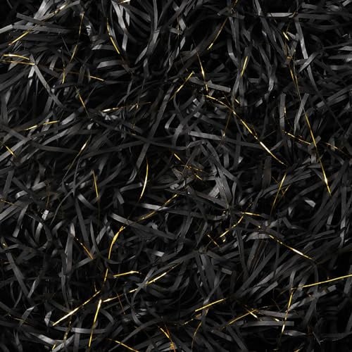 150g Schwarz Geschreddertes Papier Geschenk Füllmaterial für Pakete,Geschenkbox,Geschenkkorb und Präsentkorb