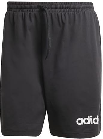 adidas Men's Essentials Linear Single Jersey Short Shorts, Black/White, S