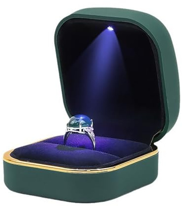 LED-Ringbox, Ringetui aus Samt, Geschenkbox für Schmuck, weiches Futter, Zubehör für Schmuck, für Heiratsantrag, Verlobung