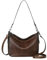 HESHE Leder-Umhängetasche für Damen, Umhängetasche, Designer-Hobo-Tasche, Damen-Handtasche, luxuriös, trendiges Portemonnaie, Kaffee, Medium