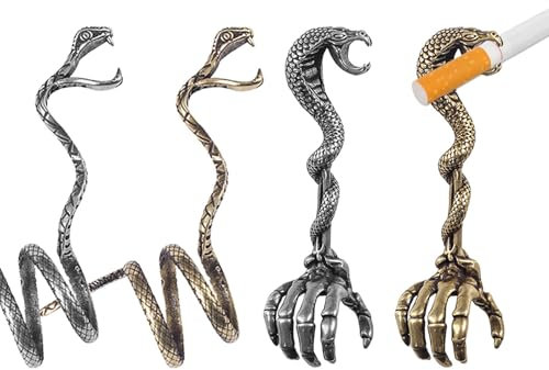 Zigarettenhalter-Finger Schlangenring - 4PCS Halterring Cobra-förmiger Ring, Rauch-Gothic-Zubehör für Damen und Herren, Zigarrenhalter-Finger-Verlängerung, Halloween-Geschenke für Männer und Frauen