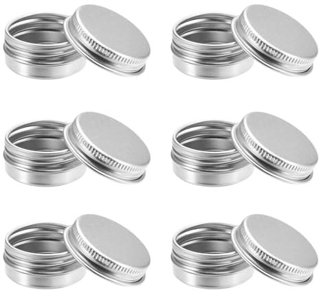 OQKAHIV Latas de Aluminio, 6 piezas de 18ml para Cosmética y Manualidades - Tarros Vacíos Redondos con Tapa para Bálsamo Labial, Ungüentos, Crema Cosmética y Joyas