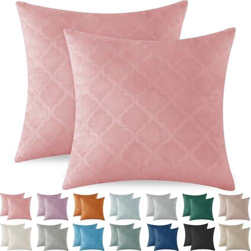 Ystyle Natale 2 Pezzi Fodere Cuscini in Velluto Copricuscino Divano Decorative Federe Morbido Copricuscini Cuscino Moderne Comodo Robusto per Camera da Divano Letto 40x40, Rosa