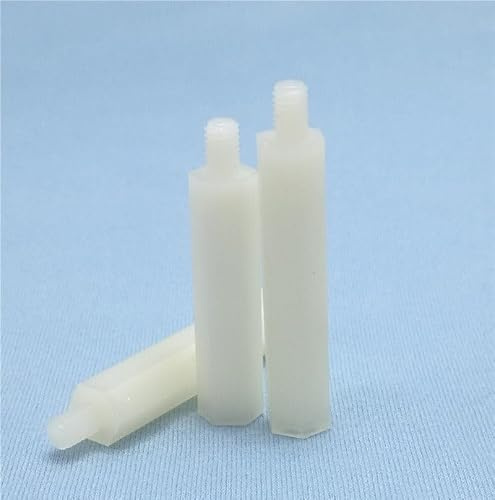 MIKFESPO 20/50 Stück M3 M4 Länge 5-40 mm Gewinde Weiß Abstandsschraube Kunststoff for PCB Motherboard Feste Nylon-Abstandshalter-Säule(25mm,M3 50PCS)