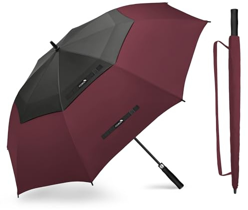 ZOMAKE Regenschirm Groß Sturmfest XXL - 68 Zoll Großer Golfschirm Automatik, Zweifarbig (Schwarz-burgund), Winddichter Partnerschirm Stabil für 2-3 Personen