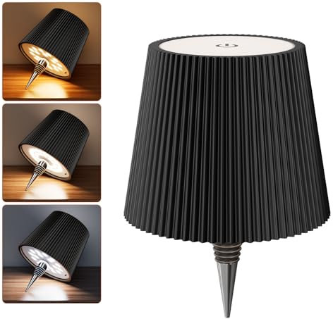 Nulmvic Lampada per Bottiglia LED Ricaricabile - 5200mAh Lampada da Tavolo Senza Fili Dimmerabile 3 Colori - IP54 Impermeabile Comando a Tocco per Interno Esterno Famiglia Ristorante Bar (Nero)