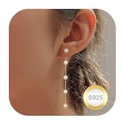 Dochais s925 lange Perlen ohrringe 14k vergoldete perlenohrringe hängend perlenohrringe gold/silber ohrringe mit perle wasserfest hypoallergene modeschmuck ohrringe für frauen mädchen braut geschenk