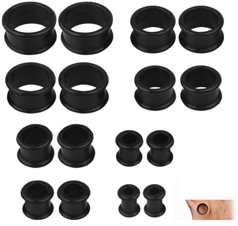 16pcs Tunnels de Chair Tunnels d'Oreille en Silicone Tunnels Plugs, Tunnels de Chair en Silicone pour Oreilles, Tunnels et Plugs en 8 Tailles Différentes pour Étirement des Lobes d'Oreilles