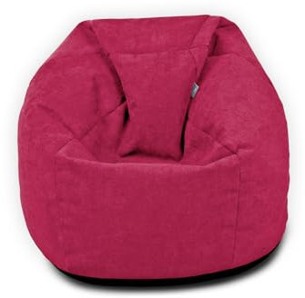 rucomfy Beanbags Plush Children's Bean Bag Chair with Filling Included - Large Durable Bean Bag Seat for Kids - Machine Washable Boys & Girls Beanbag Chair Cover for Bedroom & Playrooms (Cerise Pink)
