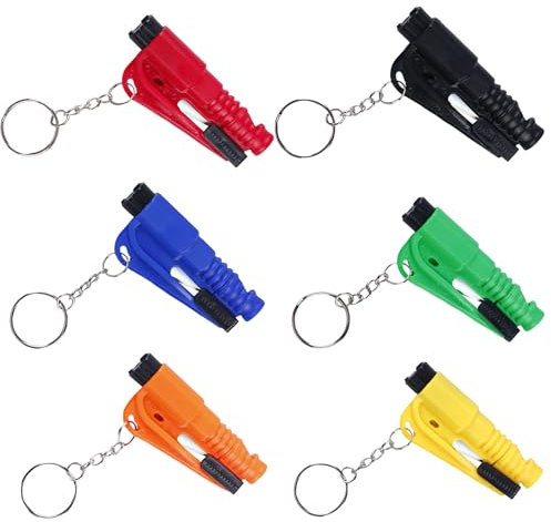 WANDGU 6 Pcs Porte-Clés Sécurité Voiture: Brise-Vitre, Coupe-Ceinture, Outil d'évacuation de Voiture, Porte-clés d'évacuation de Voiture pour Les Inondations ou Dans le Cas où le Véhicule Coule