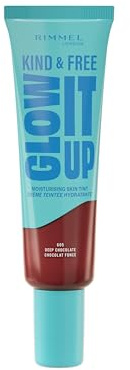Rimmel Kind & Free, Glow It Up Moisturising Skin Tint, 605 - Deep Chocolate, Healthy Glow, Blurs Imperfections, Includes Vitamin E, Aloe Vera, Pro-Vitamin B5, SPF 20, 30ml