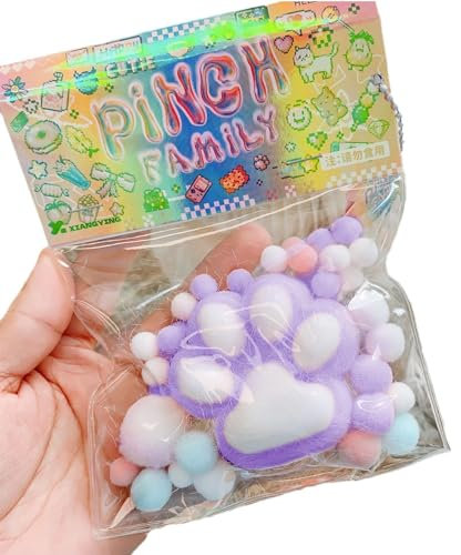 Mrltau Kawaii Taba Squishy Katzenpfoten, Anti Stress Cat Paw Squishy Toy, Taba Squishy Paw für Kinder und Erwachsene (Lila)