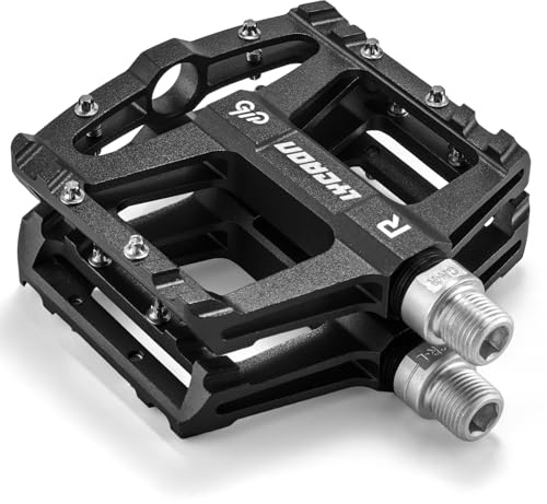 LYCAON Pedales de Bicicleta de Carretera/Montaña, MTB Pedales Bicicleta de 3 Rodamientos 9/16 CNC aleación de Aluminio Antideslizante CR-MO para BMX Bike (Negro)